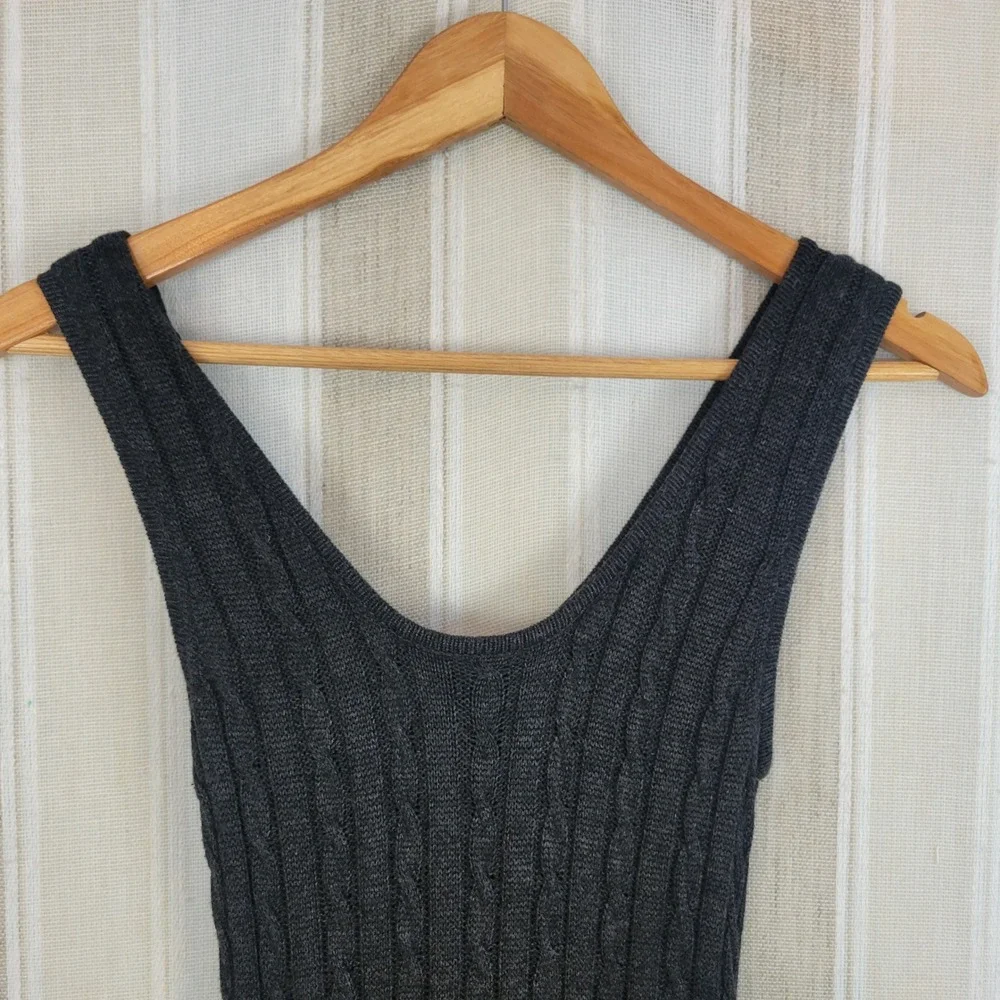 Boston Proper Knit Sweater Maxi Dress Charcoal Gray Sleeveless Size Small‎